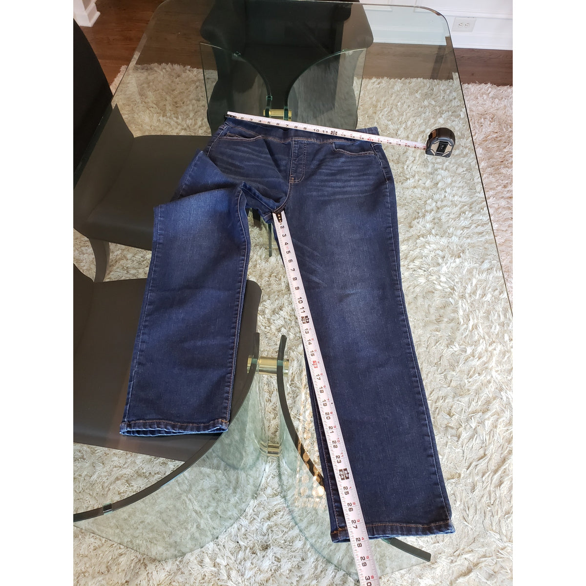 Terra & Sky Jeans Womens 14W Blue Denim Pockets High Rise Waistband Skinny Leg