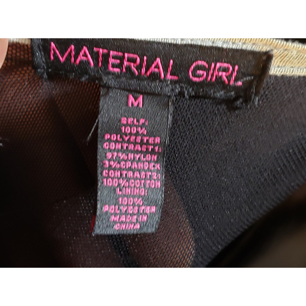 Material Girl Fit & Flare Dress Womens Medium Black Cutout Back Zip Layered Hen