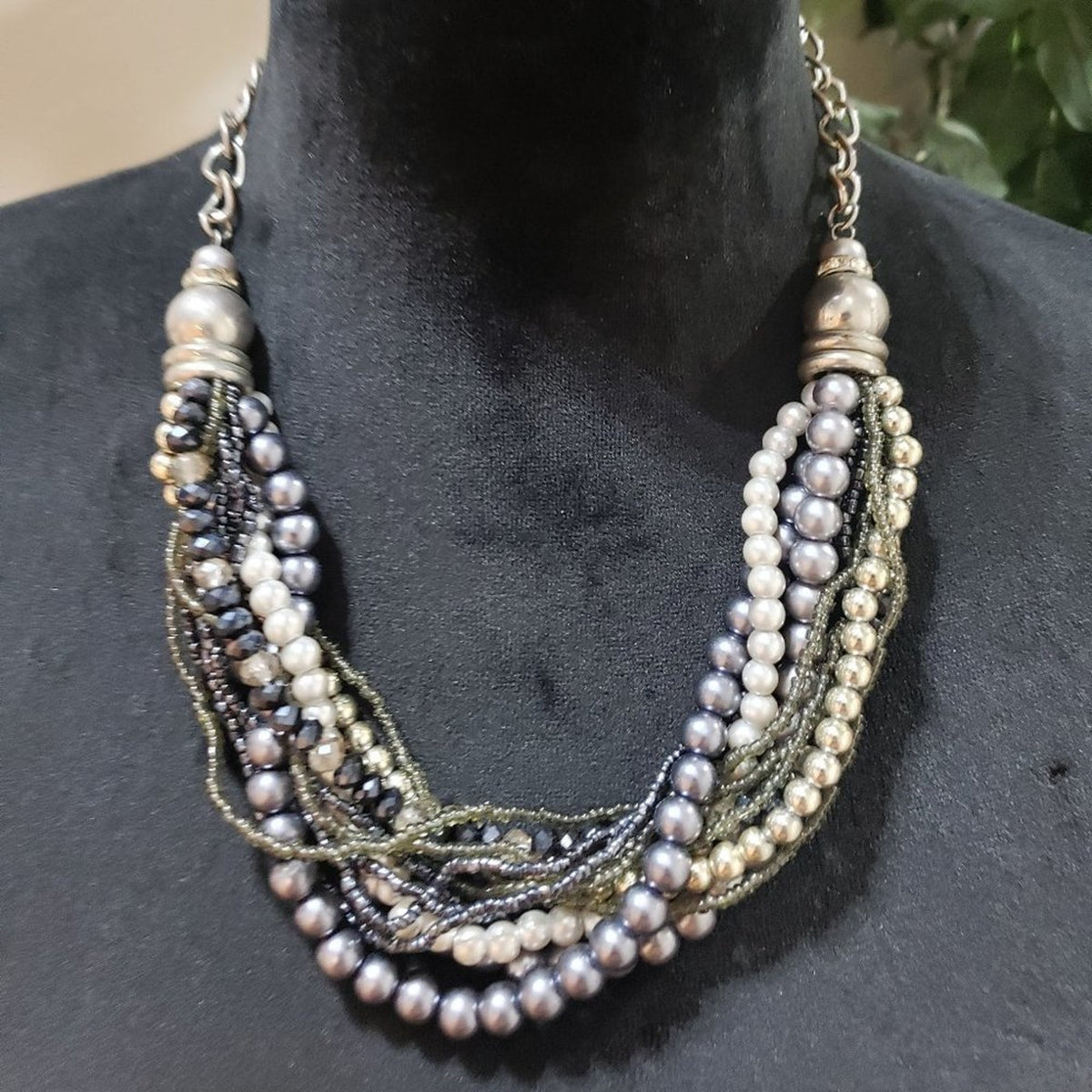 Women Fashion Bohemian Style Multi Strand Beaded Faux Pearl Necklace w/ Lobster