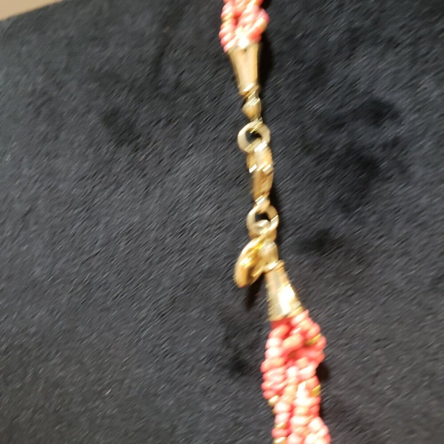 Womens Fashion Coral Multi Twisted Beaded Choker Necklace with Lobster Clasp