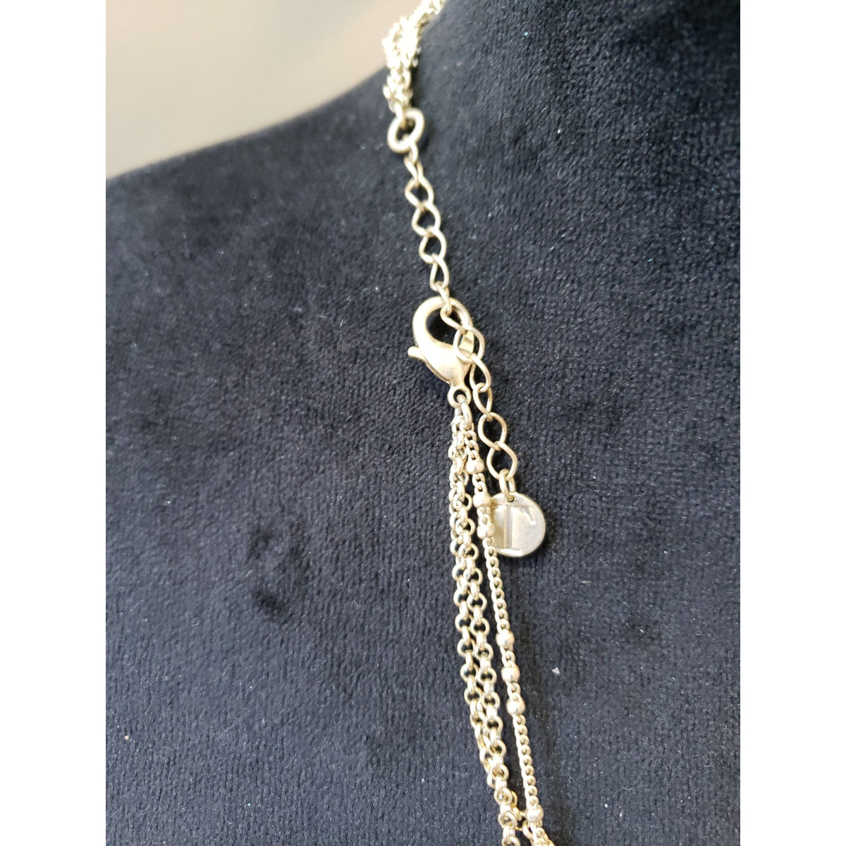 Women's Gold Tone Layered Necklace Black Crystal Key Pendant Vintage Style