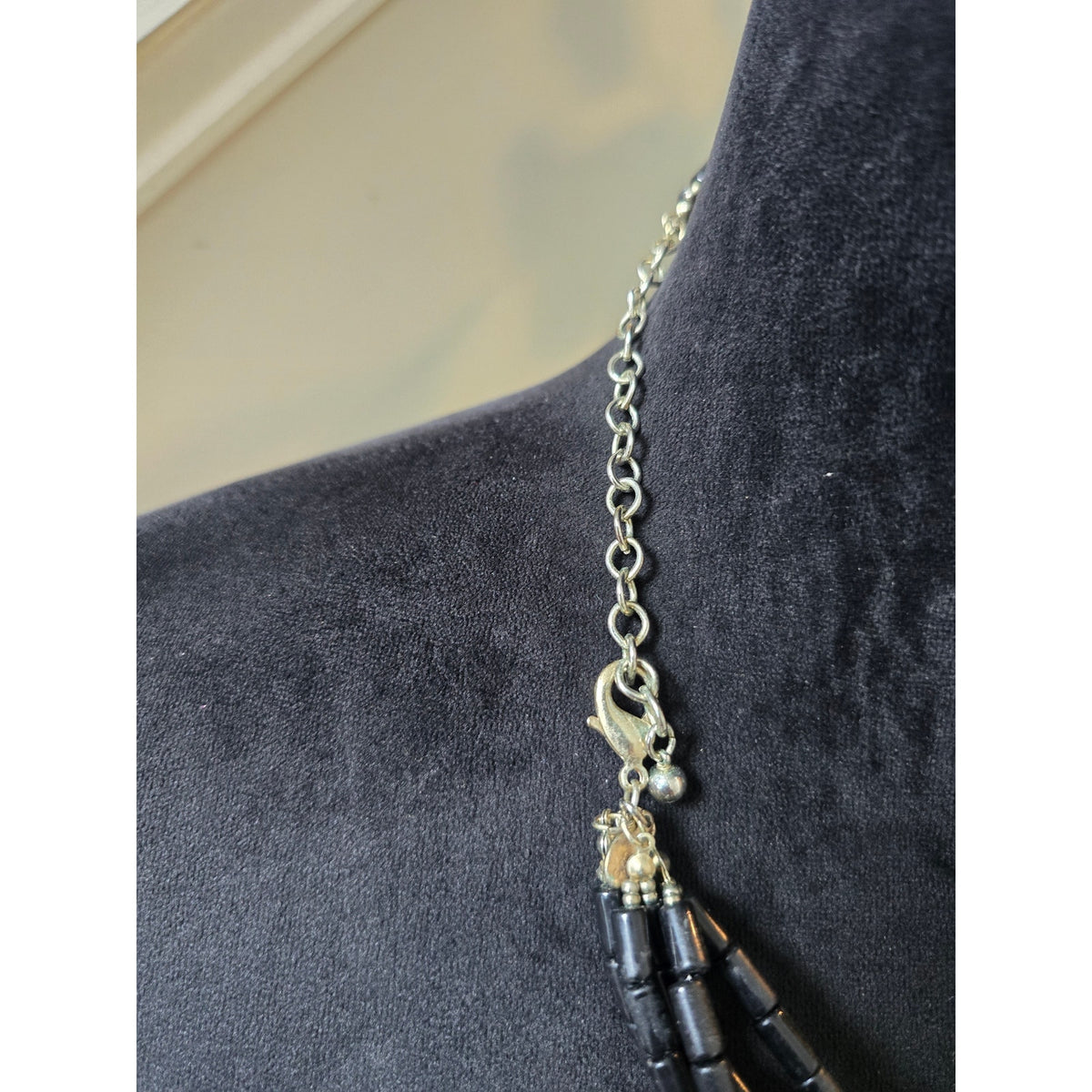 Black Multi Strand Gold Circle Pendant Necklace