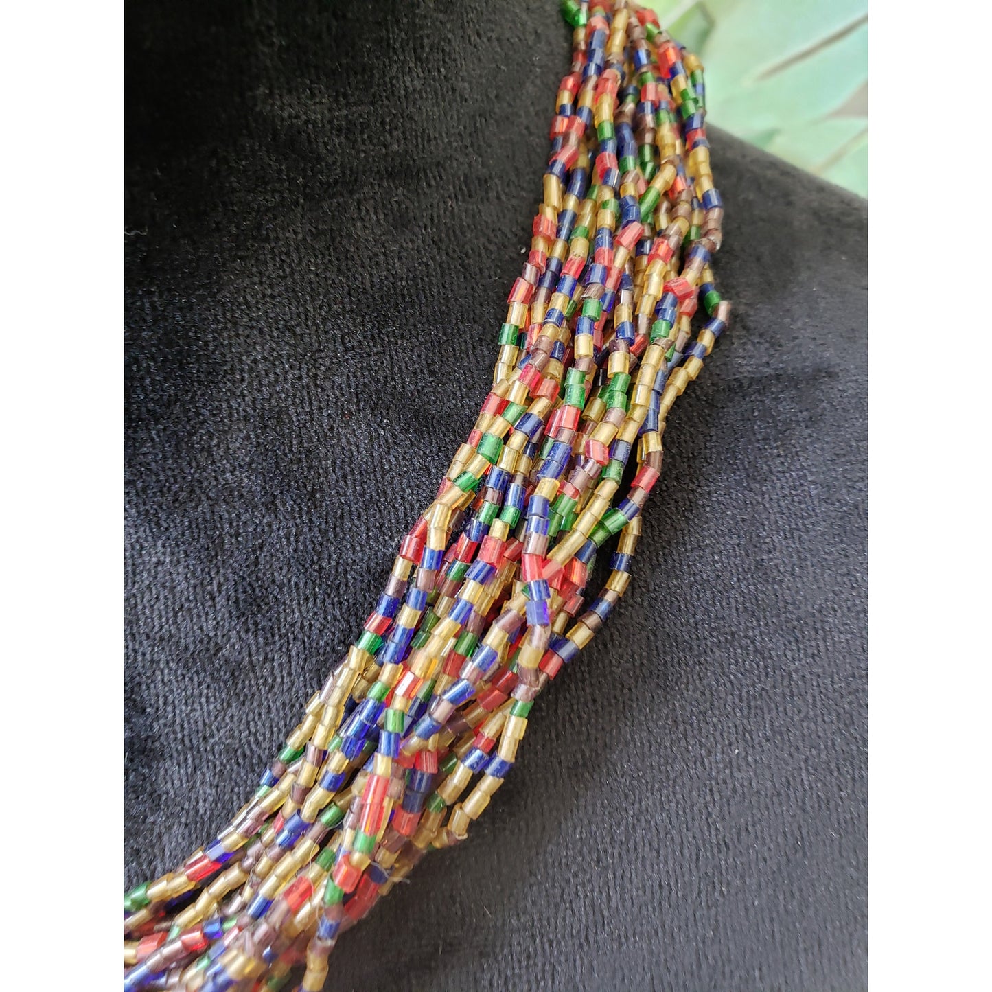 Womens Layered Colorful Tube Glass Beads Charming Statement Necklace Jewelry
