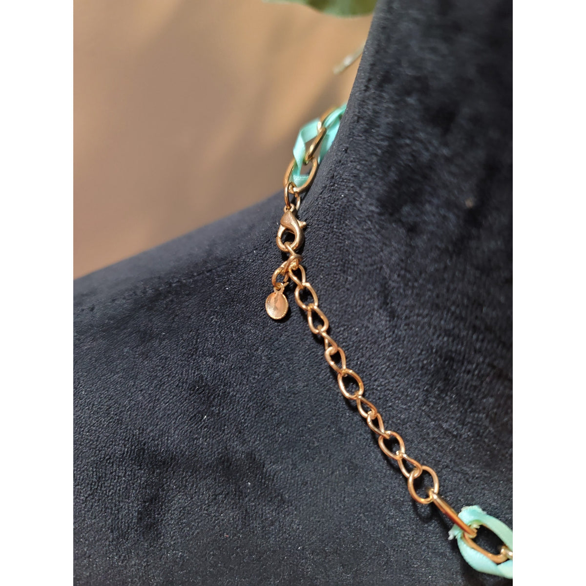 Women's Statement Chunky Bib Necklace With Blue Beads And Rectangular Gemstones