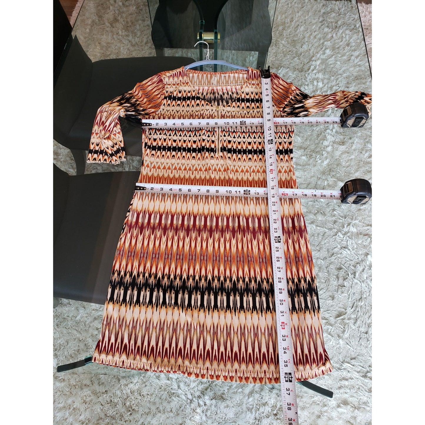 Tacera Midi Dress Womens S Multi Patterned Polyester Foldable Sleeve Quarter Zip