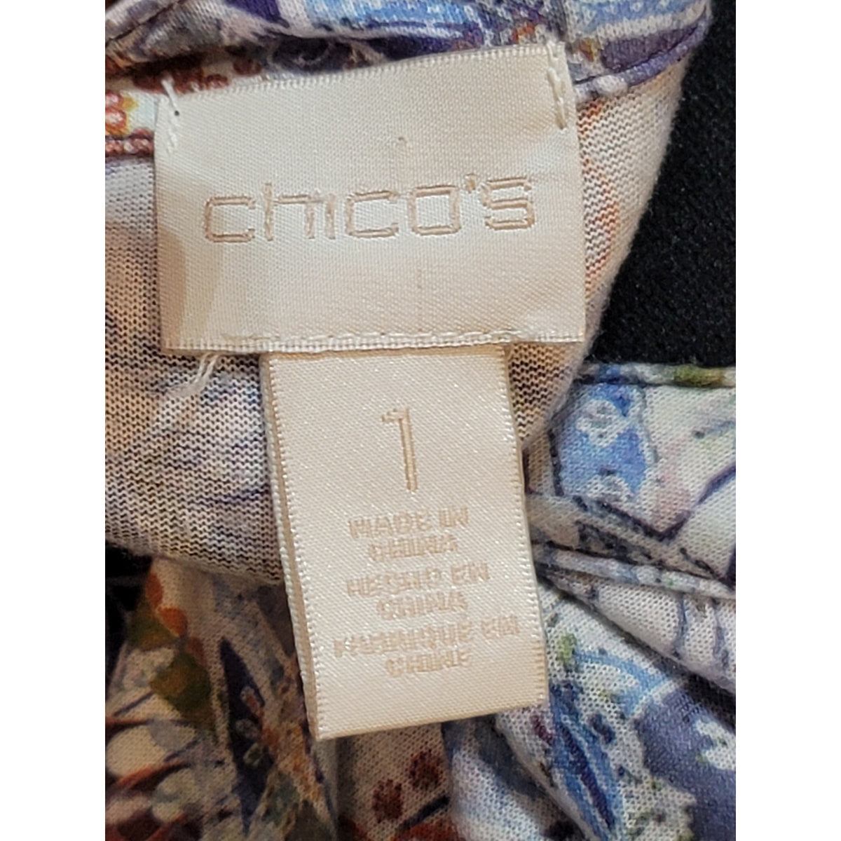 Chico’s Blouse Top Women's Size 1M Multicolor Paisley Split V-Neck 3/4 Sleeves