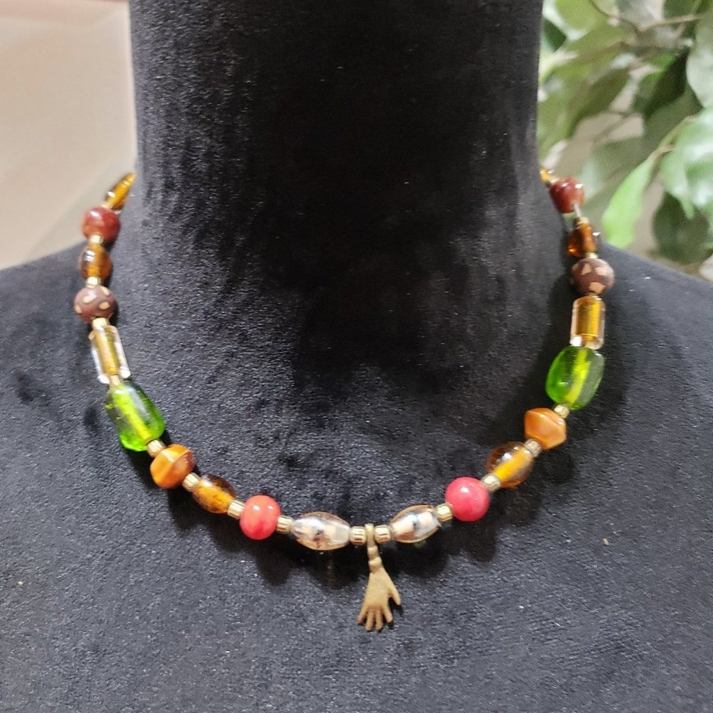 Womens Fashion Multi Color Rhinestones Beaded Charm Necklace with Lobster Clasp