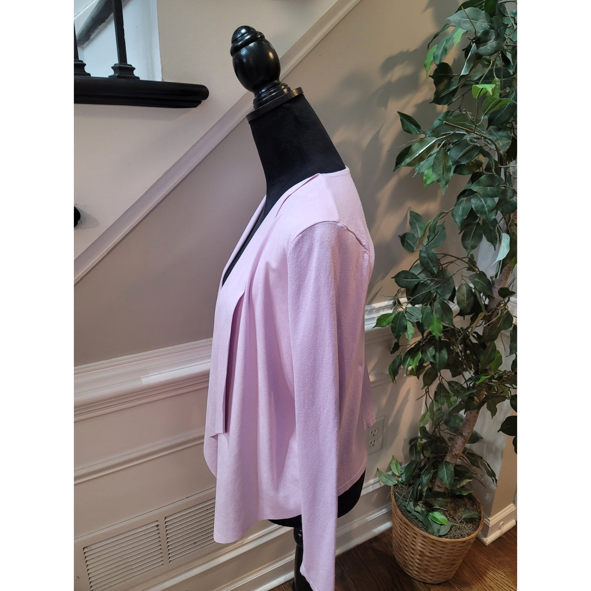 International Concepts Draped Jacket Womens Medium Purple Open Front Long Sleeve