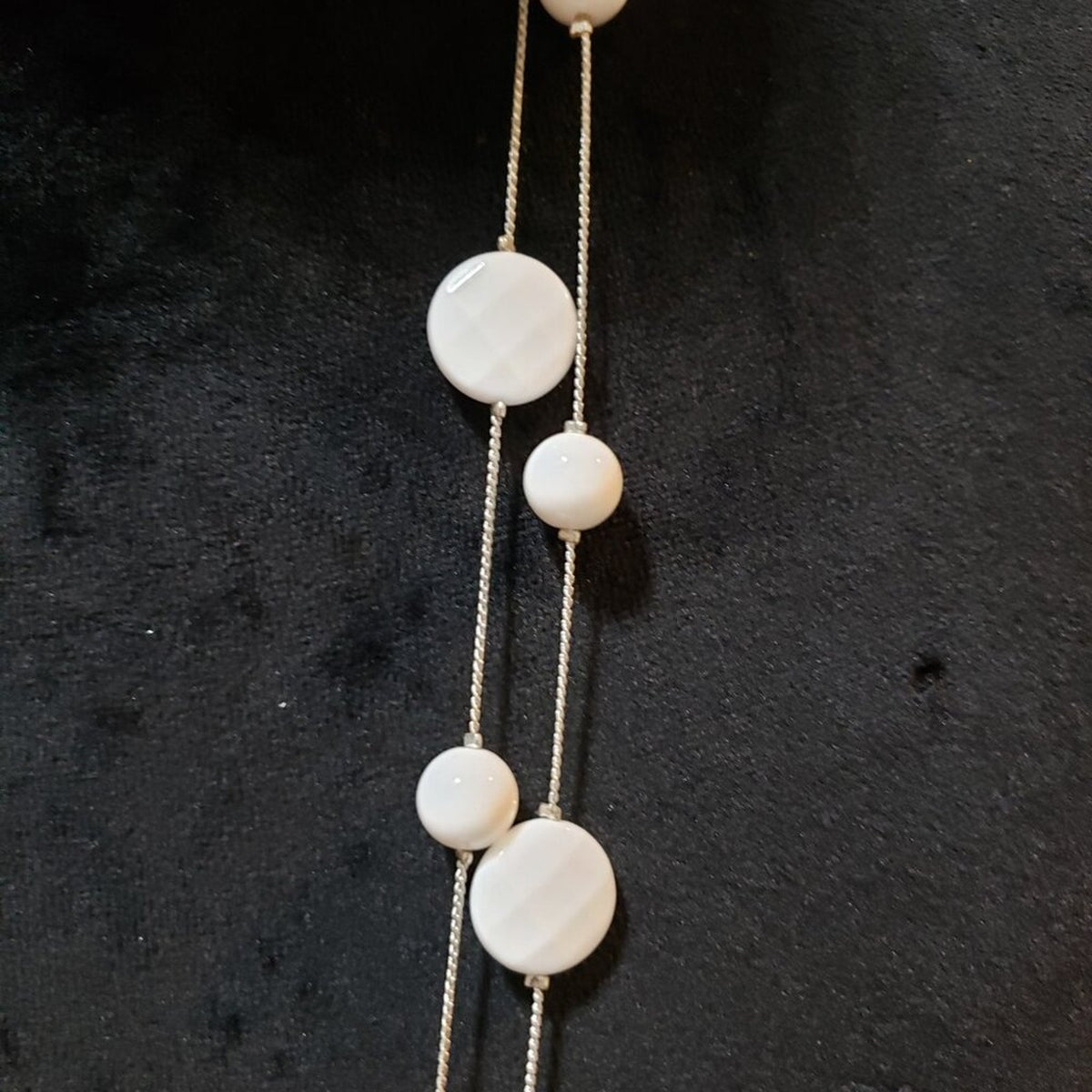 Womens Fashion White Pearl Stone and Beaded Necklace Jewelry with Lobster Clasp
