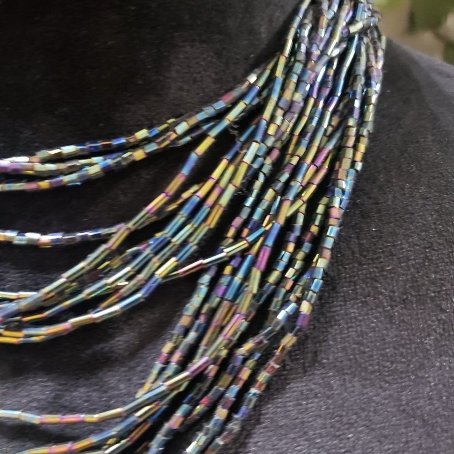 Womens Bohemian Style Multilayered Artificial Glass Beaded Choker Necklace