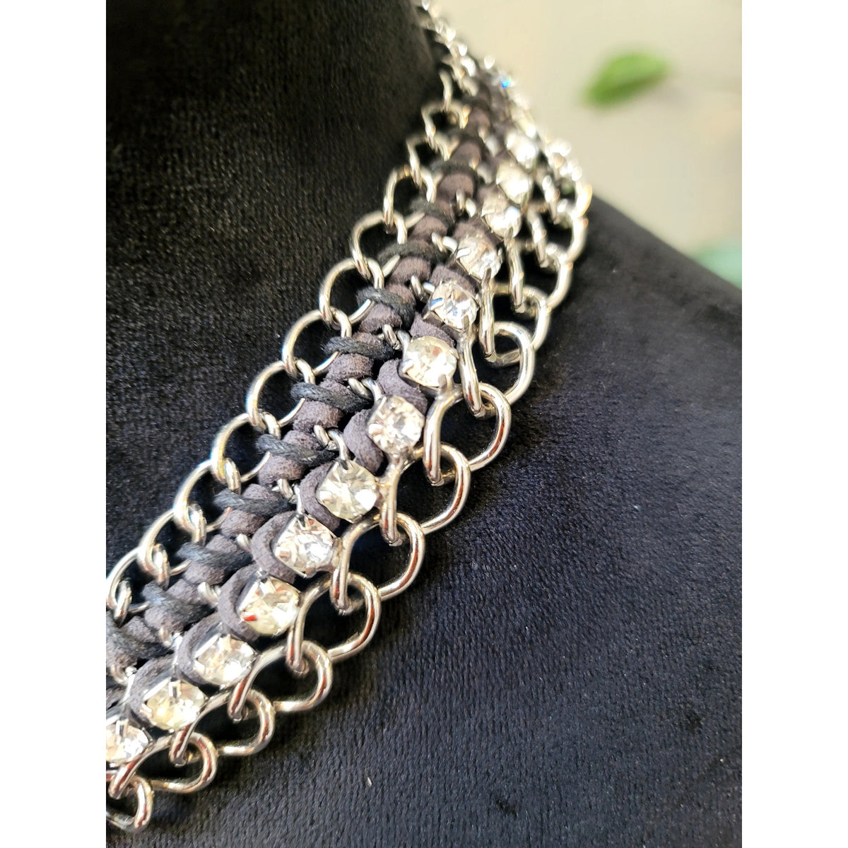 Silver Tone Chunky Multi-Strand Chain Necklace Braided Statement Collar Jewelry