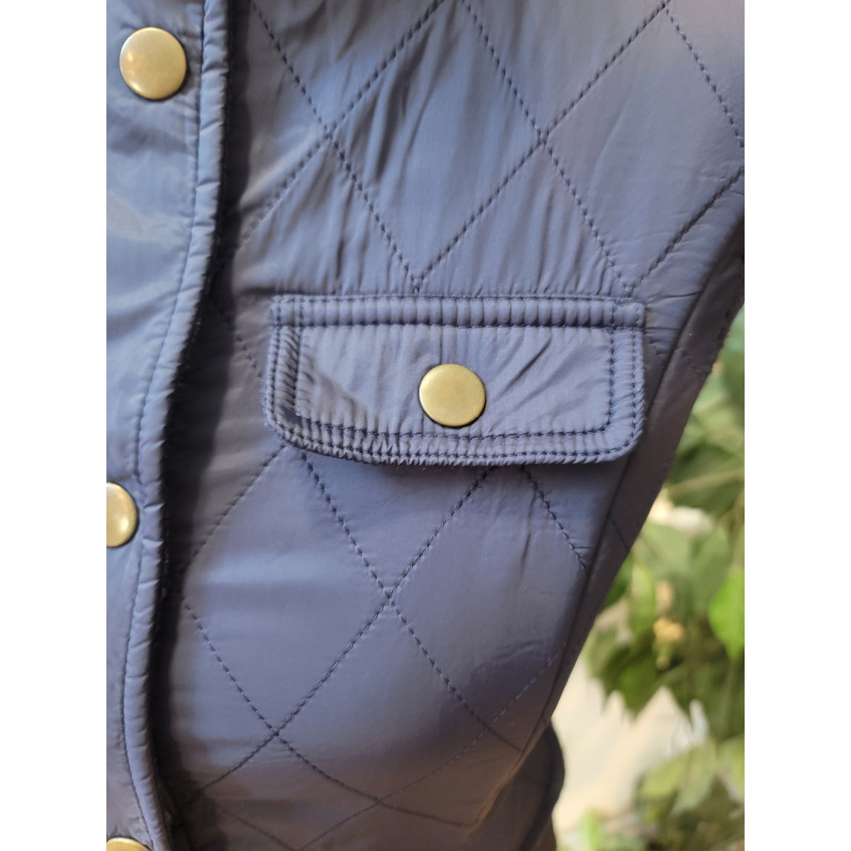 Talbots Gilet Vest Women's SZ XS Navy Blue Quilted Fleece Lined Utility Pockets