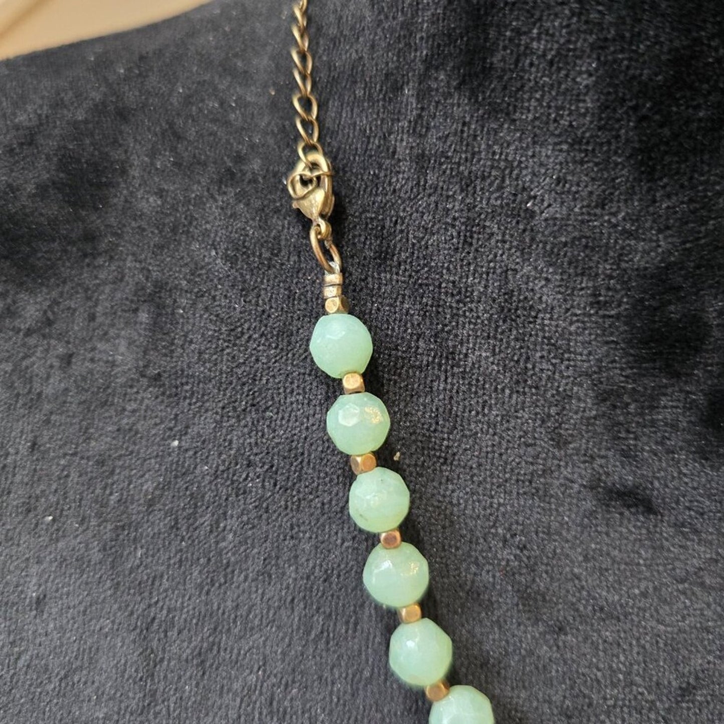 Womens Light Green Gray Jaipur Beads Collar Necklace with Lobster Clasp