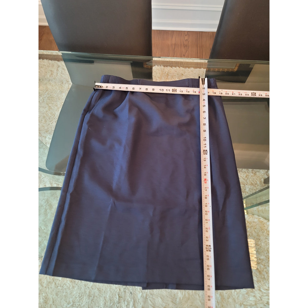 Alfred Dunner Pencil Skirt Women's Size 18 Blue Slash Pockets Back Vent Pleated