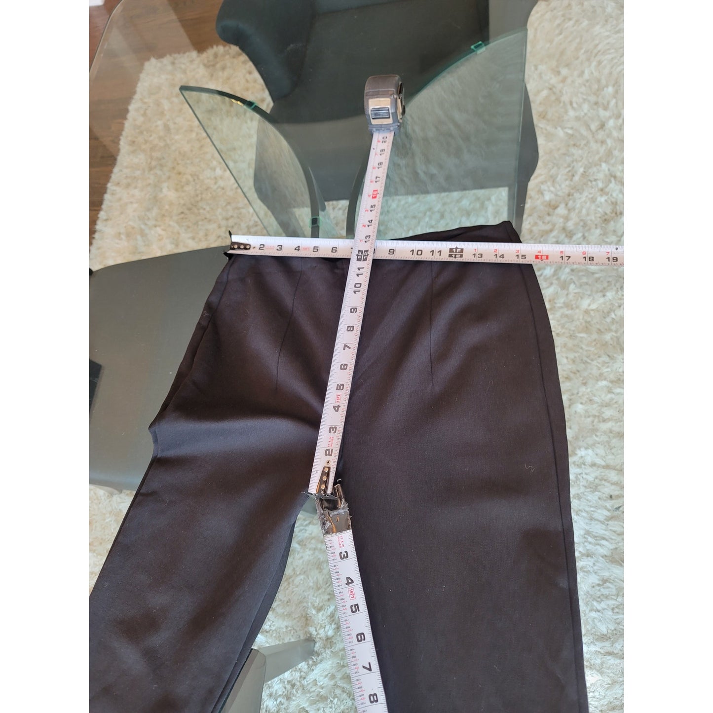 Zara Black Trousers Women's Size L Slim Fit Cotton Blend Work Office Pants