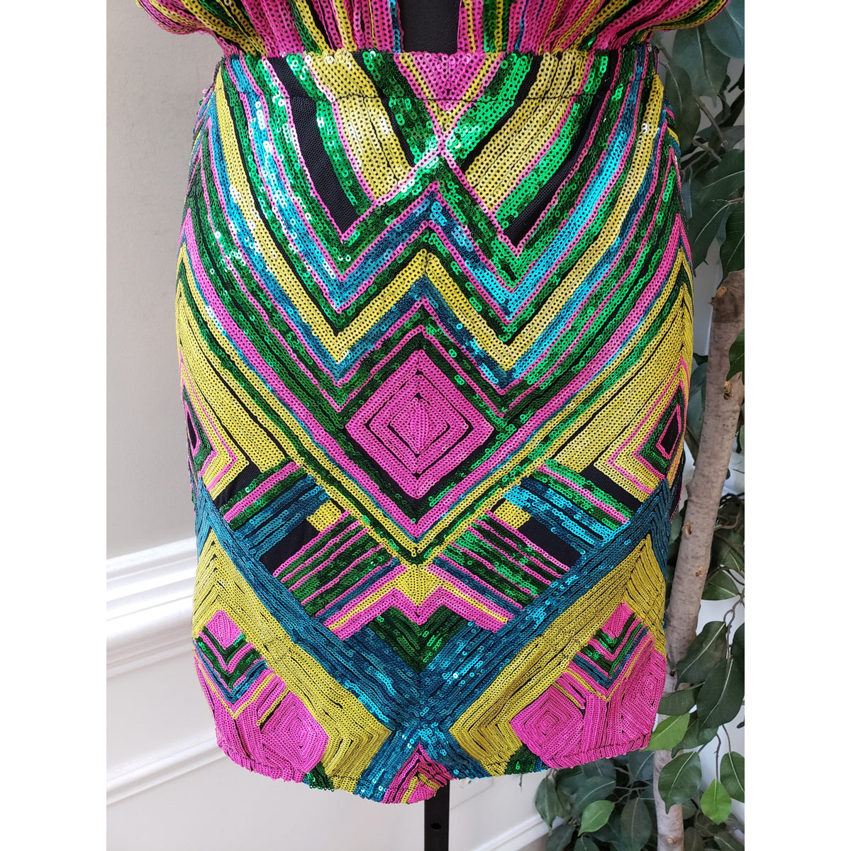 Fashion Nova Mini Dress Womens Medium Multi All Types Sequin Detailed Sleeveless