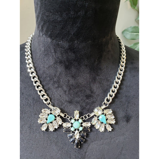 Women's Statement Necklace Crystal Flower Pendant Lobster Clasp American Eagle