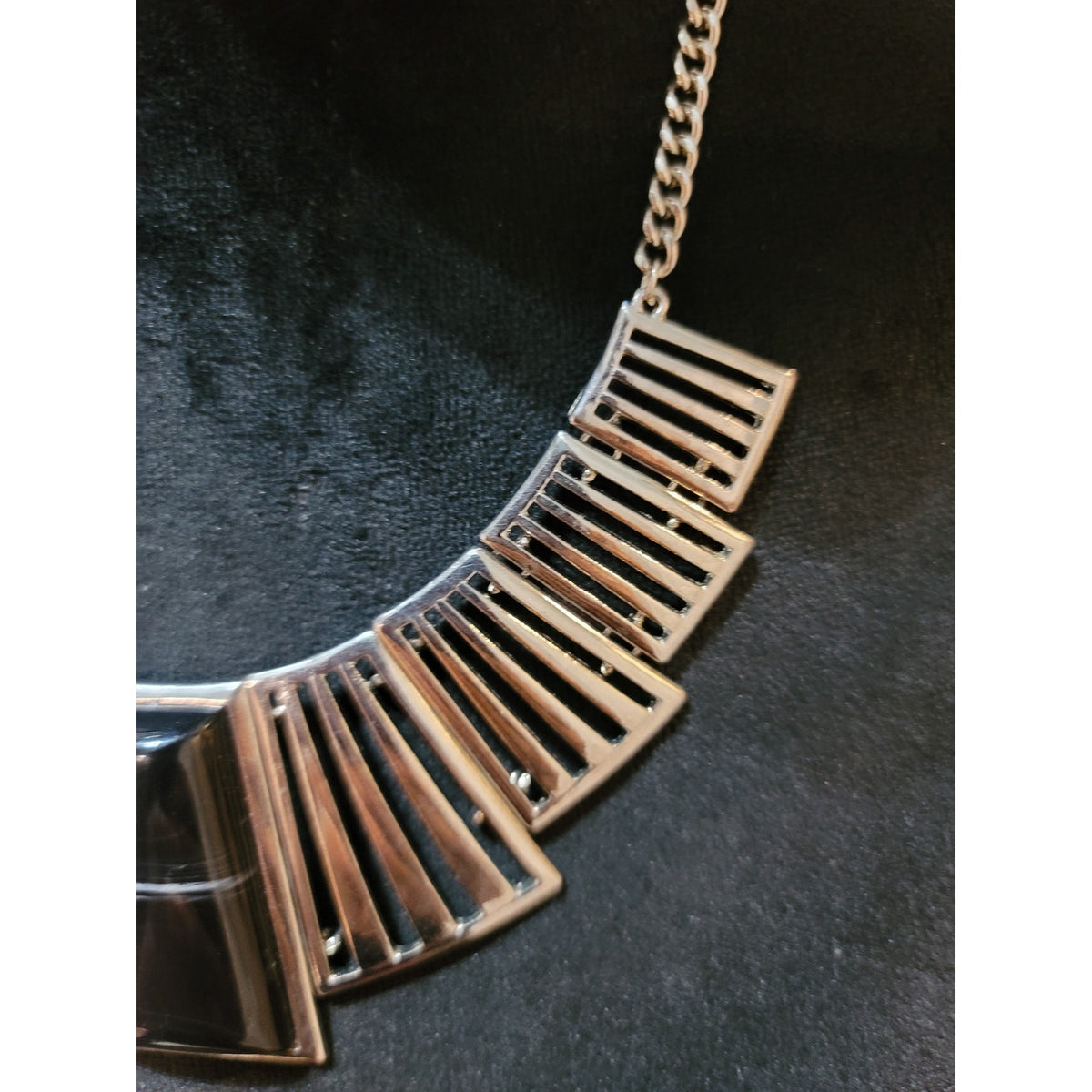 Women's Silver Statement Necklace Geometric Pendant Chain Lobster Clasp Jewelry