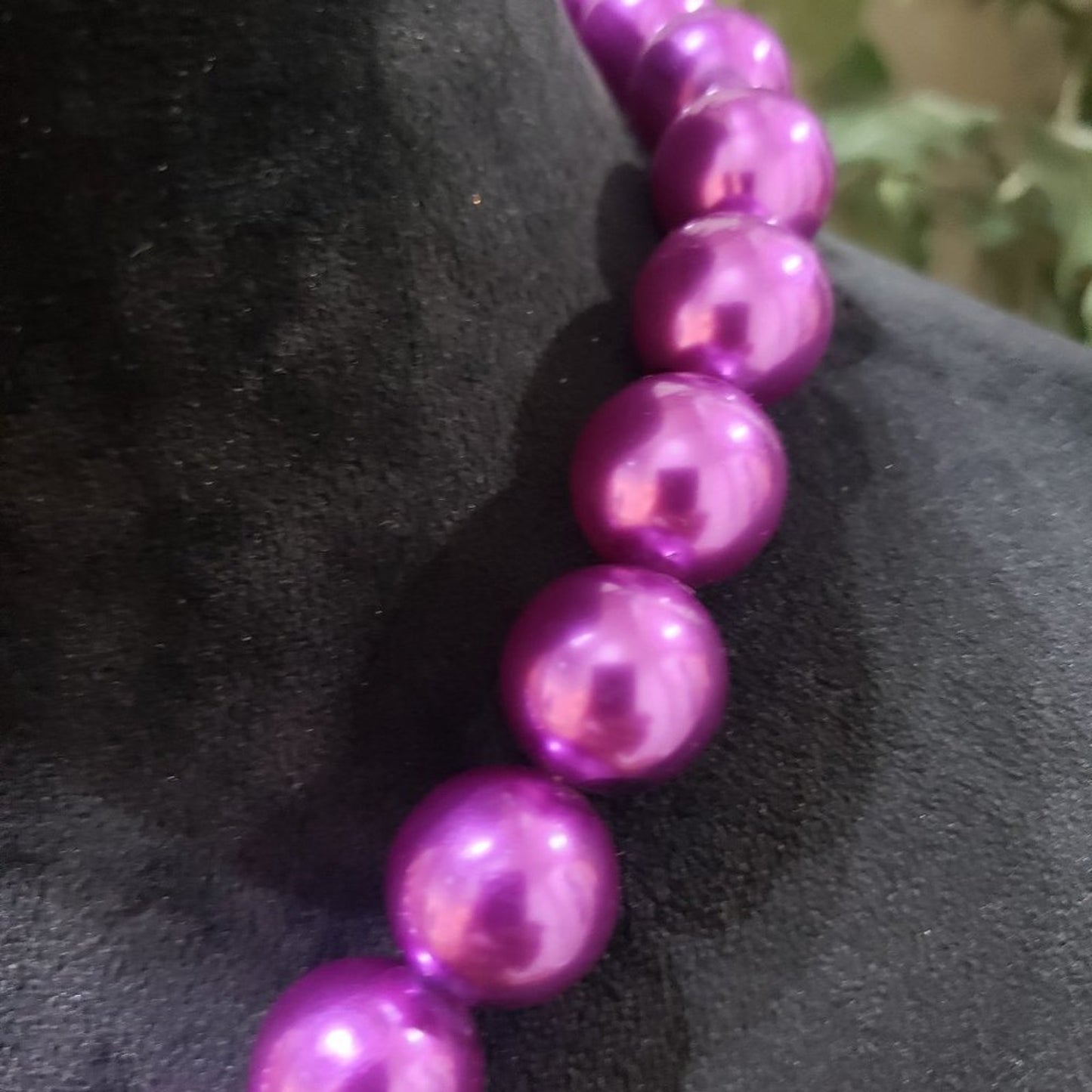 Women Fashion Chunky Purple Color Freshwater Pearl Round Beaded Choker Necklace