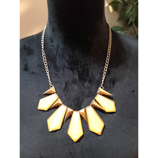 Women's Statement Necklace Yellow Geometric Pendant Lobster Clasp Fashion