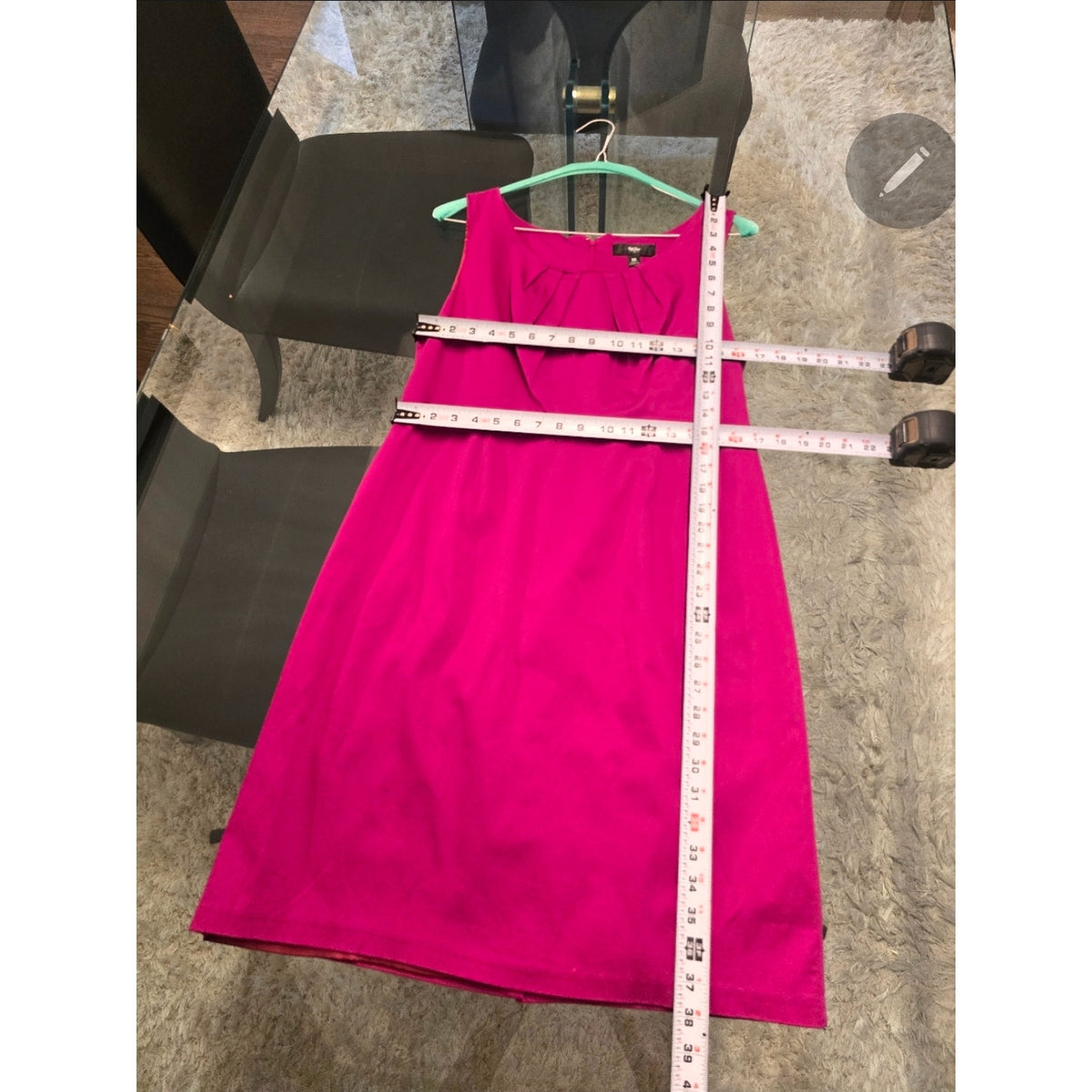 Mossimo Cocktail Pencil Dress Womens SZ 16 Magenta Pink Pleated Scoop Neck Lined