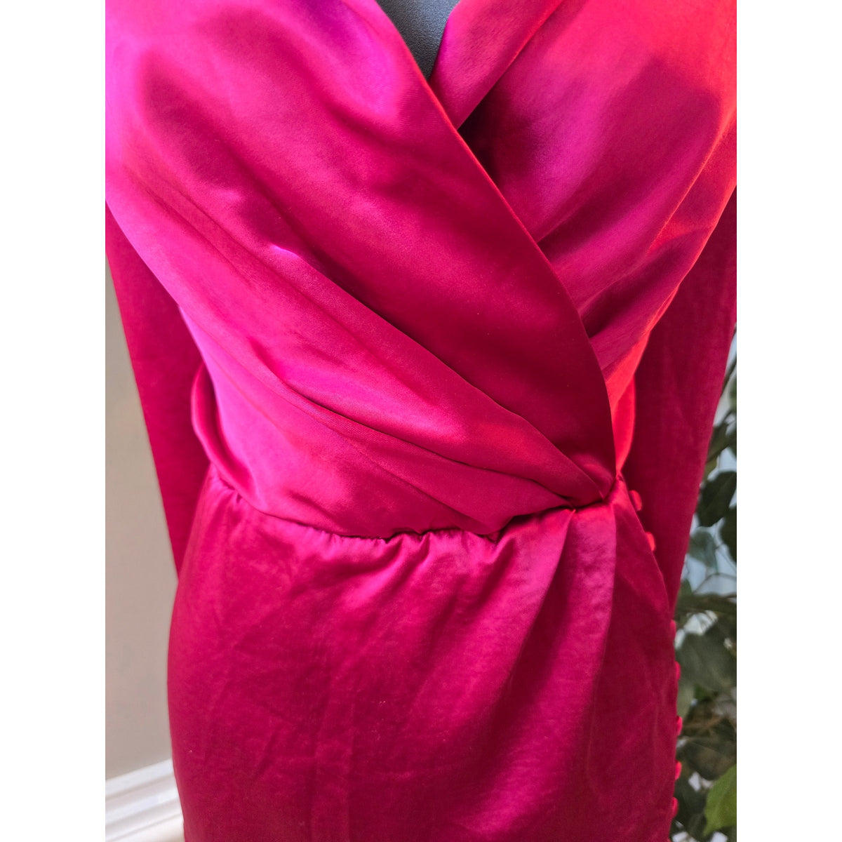 Endless Ross Mini Dress Women's Small Fuchsia Pink 100% Polyester Long Sleeves