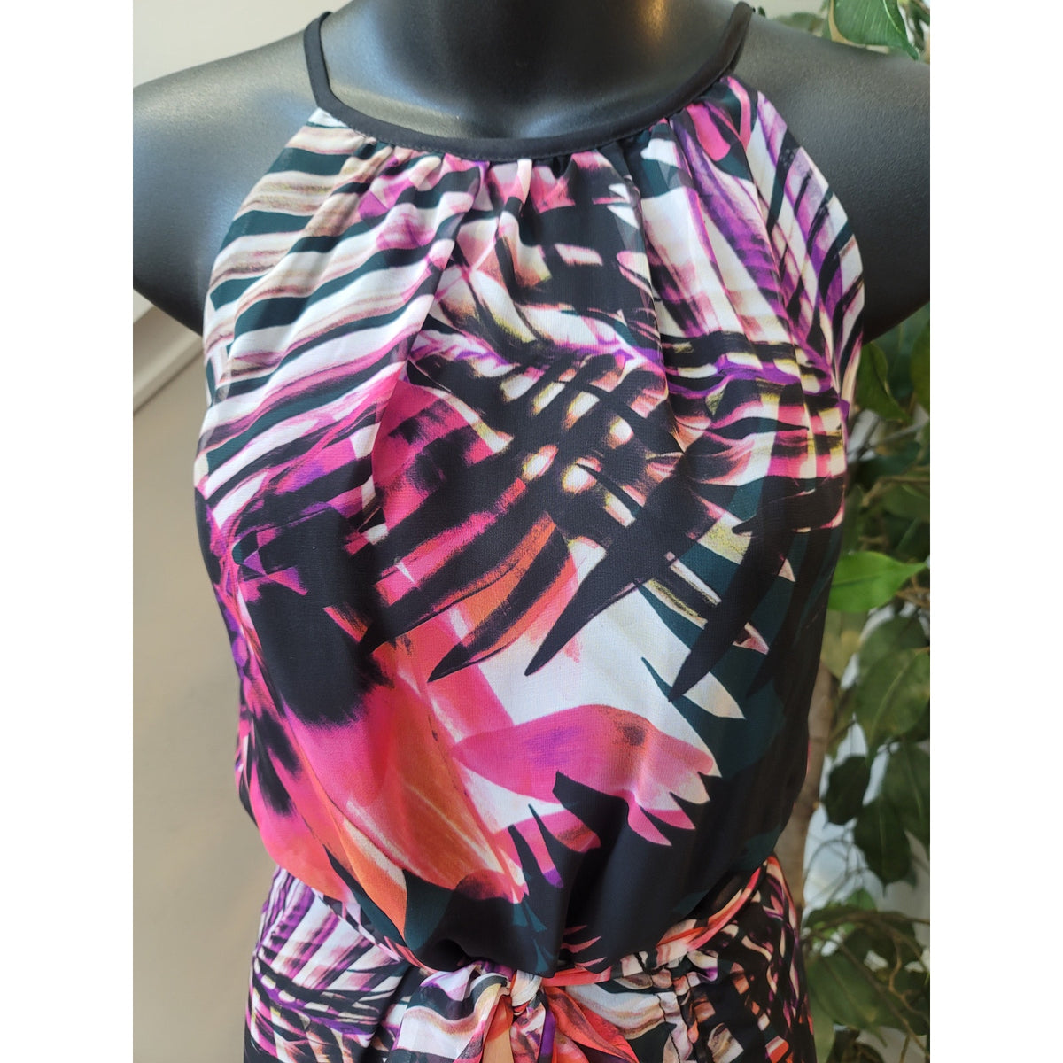 Frank Lyman Montreal Maxi Dress Women's 10 Multicolor 100% Polyester Crew Neck