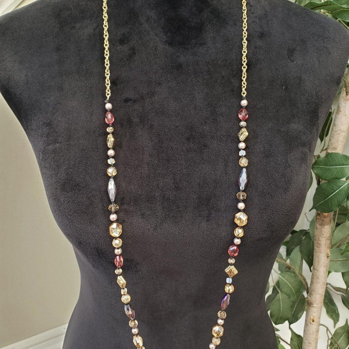 Charming Charlie Womens Multi Tourmaline Long Chain Necklace with Lobster Clasp