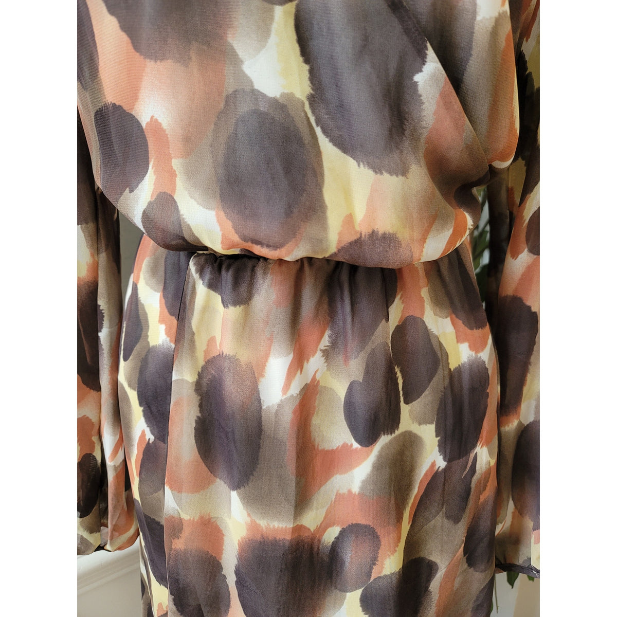 Pointed Threads Midi Dress Women's Size Large Multicolor 100% Polyester V Neck