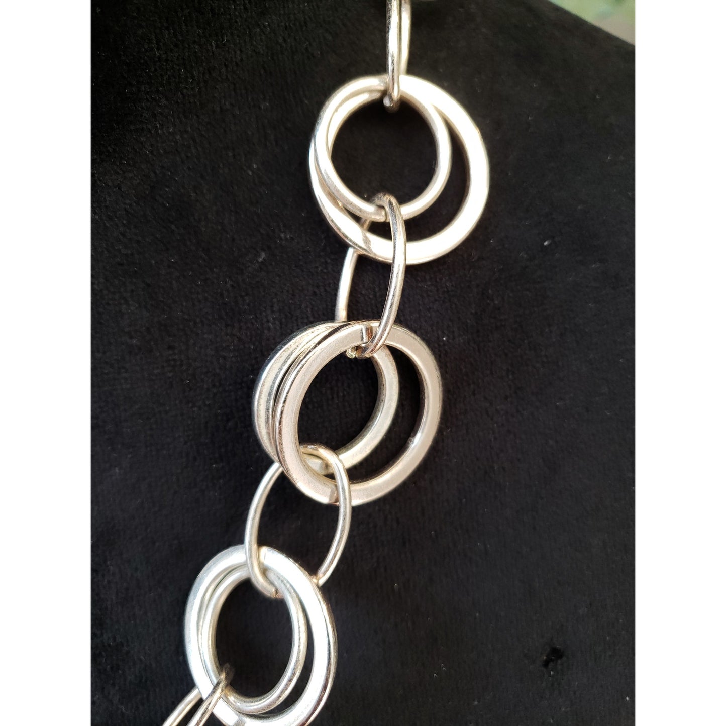 Women Silver Tone Large Circle Link Statement Necklace Chunky Fashion Jewelry