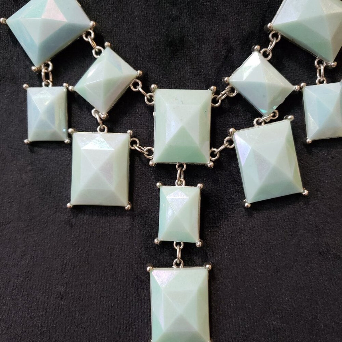 Womens Blue Beaded Silver Tone Chain Necklace Jewelry with Lobster Clasp