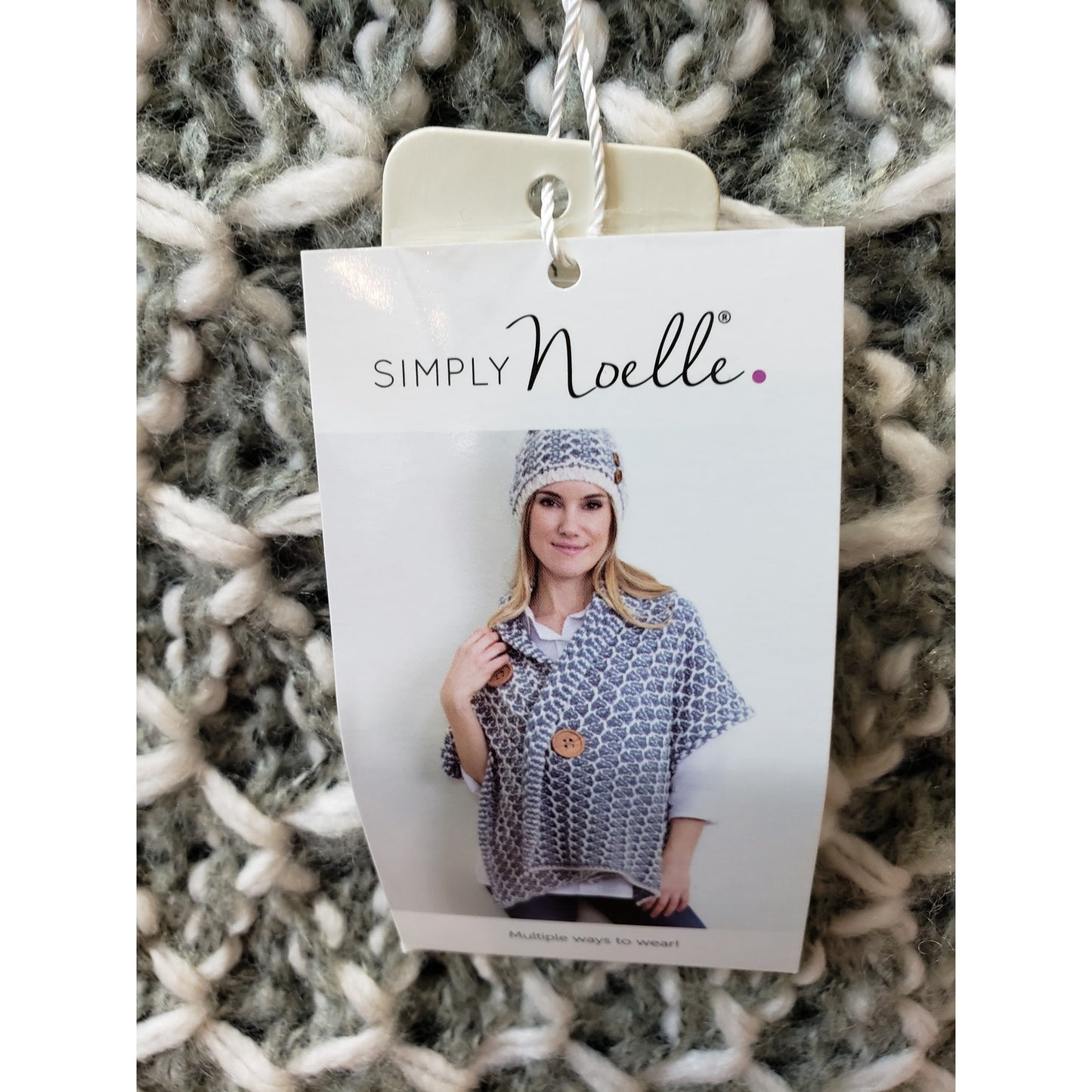 Simply Noelle Poncho Cardigan Womens Gray Knit Two Button Front Asymmetrical