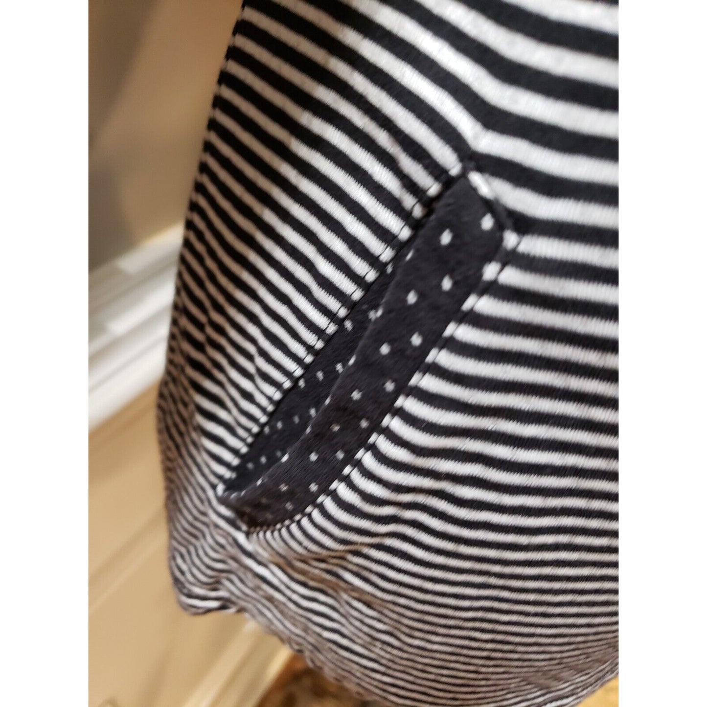 Weekends by Chico's Women's Black White Striped Long Sleeve Cowl Neck Sweater 1M