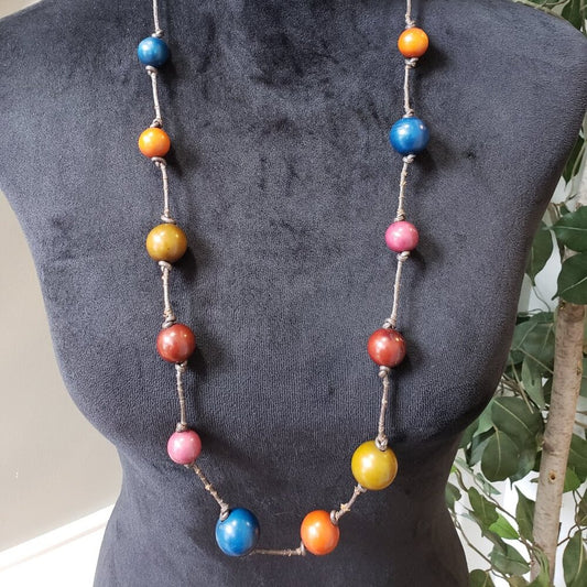 Womens Fashion Multicolor Pearl Beaded Long Necklace Jewelry with Lobster Clasp