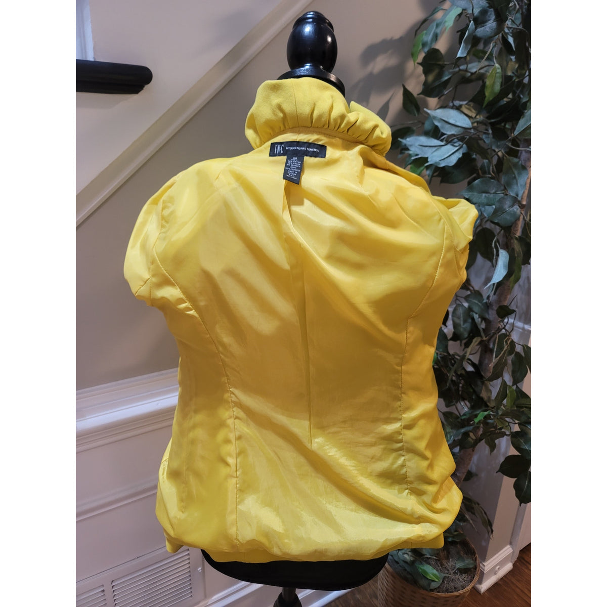International Concepts Cardigan Jacket Womens SZ XS Yellow Ruffle Long Sleeve
