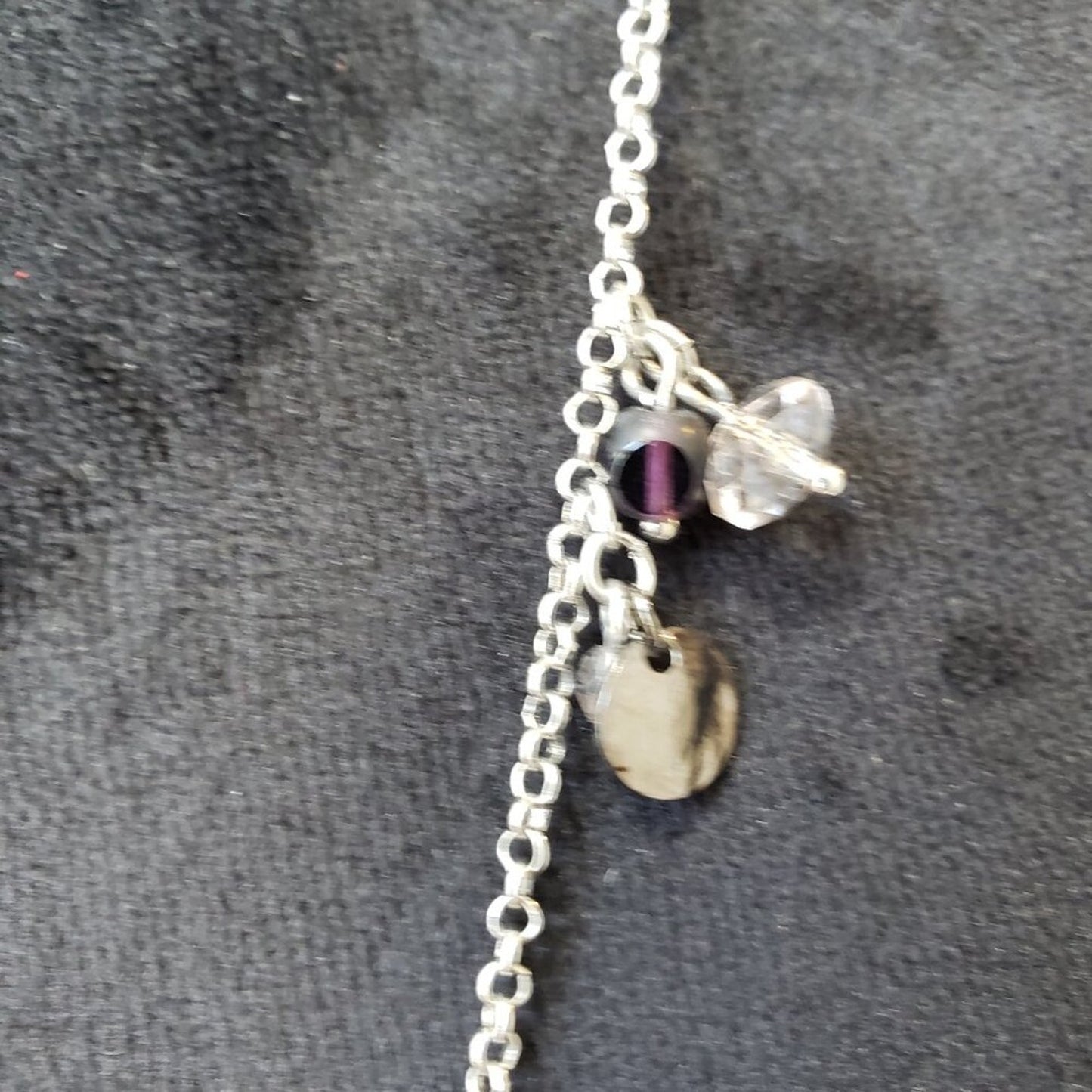 Chico's Multicolor Pearl Charm Silver Tone Chain Necklace with Lobster Clasp