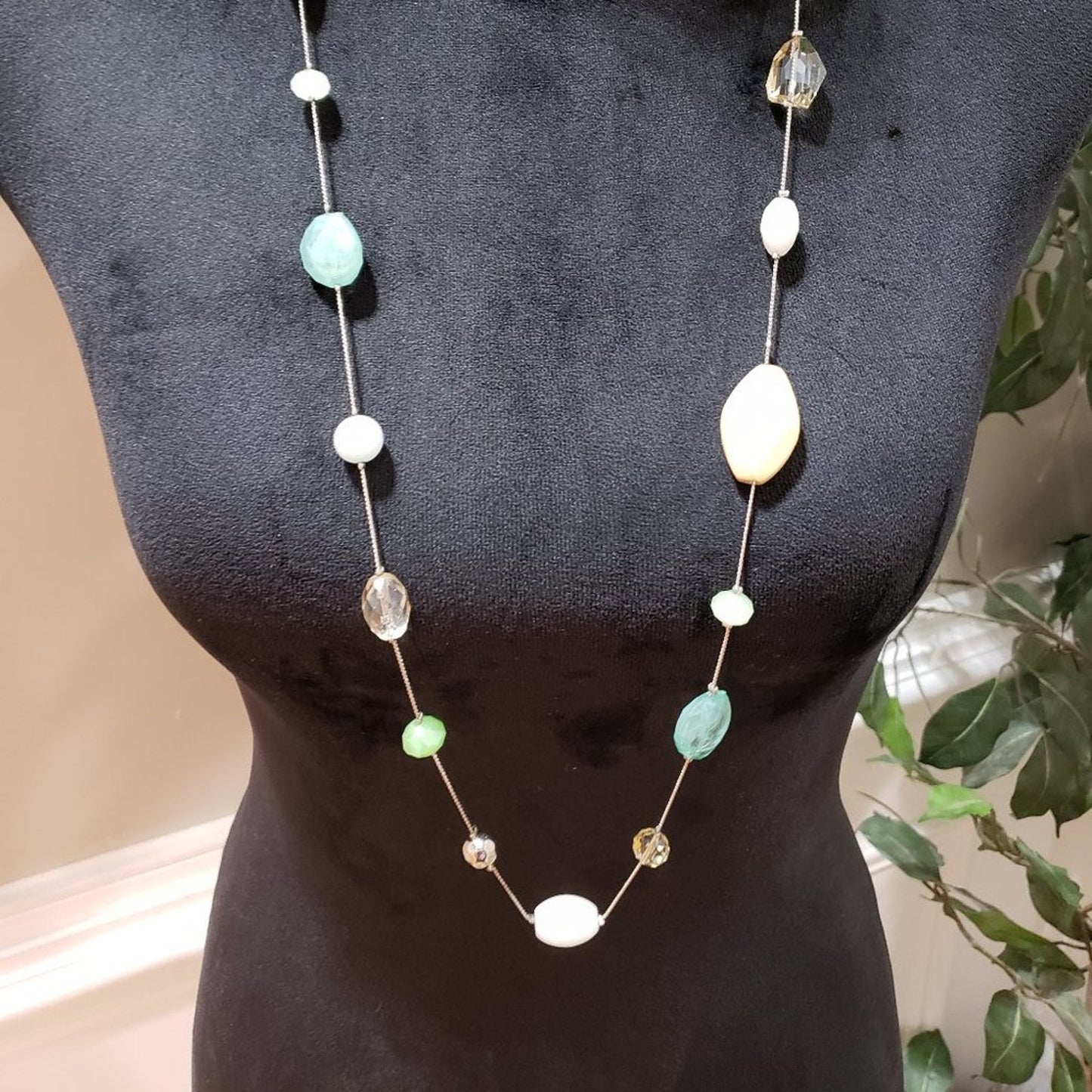 Womens Fashion Beautiful Multi Gemstones Long Collar Necklace with Lobster Clasp