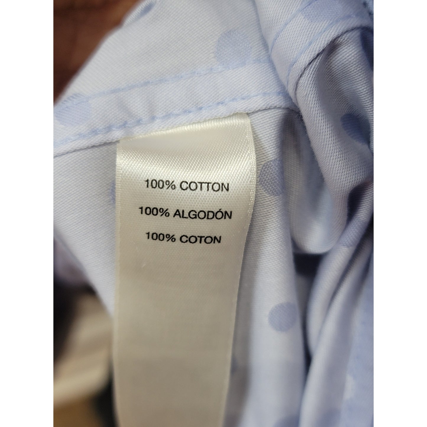 Chico's Button Front Shirt Women's Size 1 Medium Light Blue Polka Dot Cotton