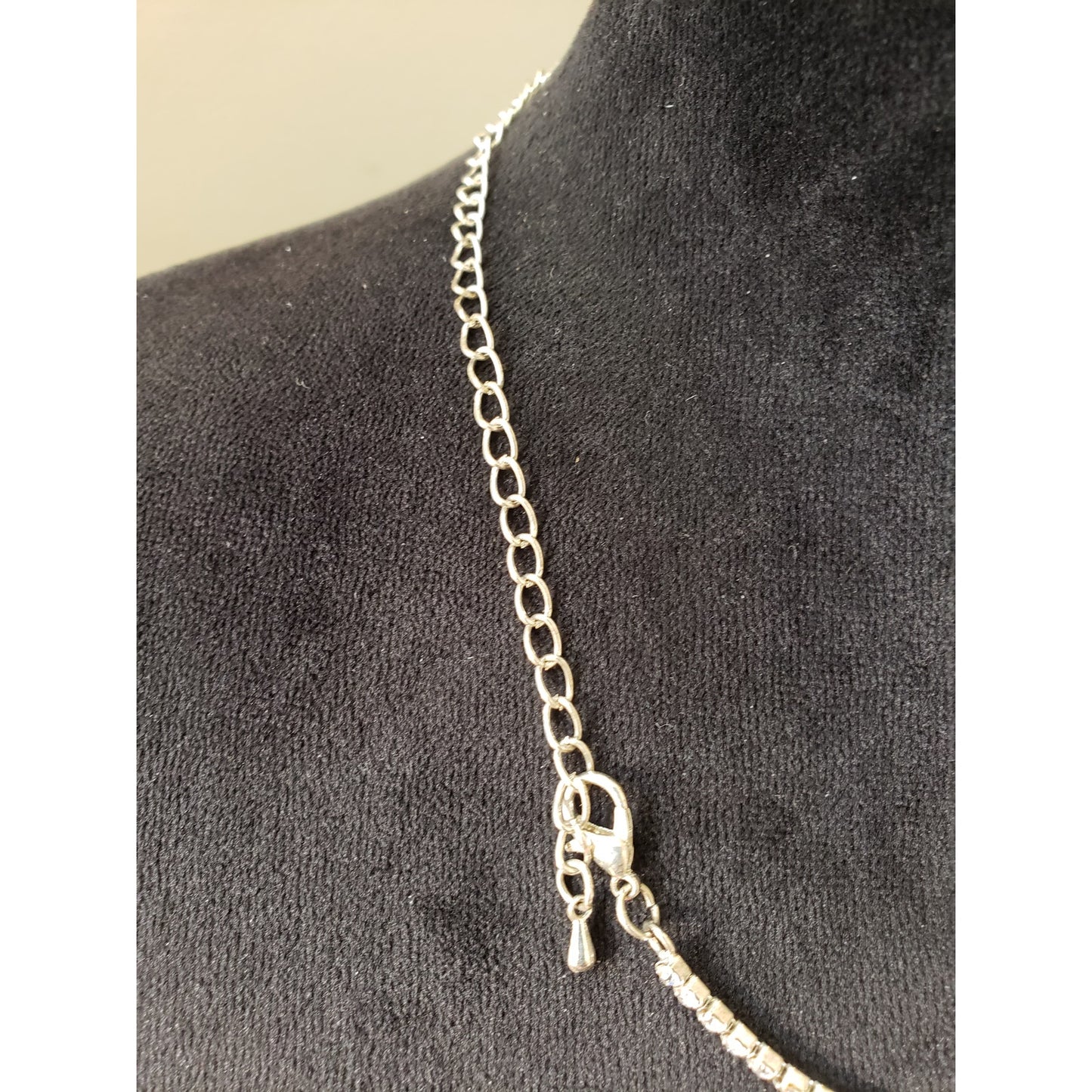 Women's Gold & White Glass Crystal Rhinestone Prong Set Necklace