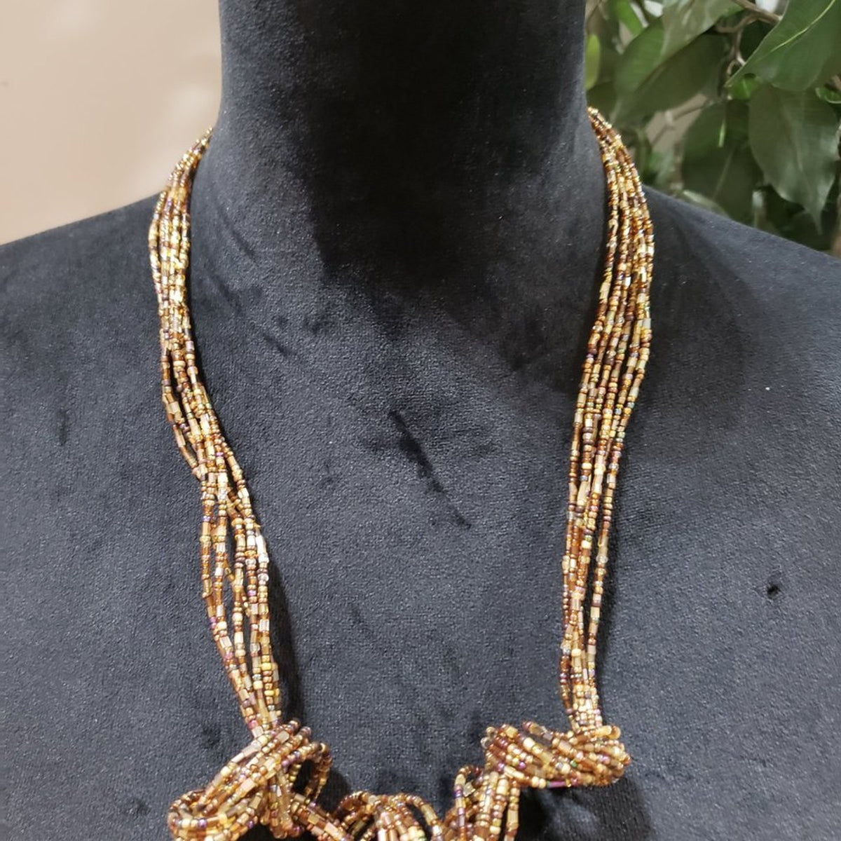 Womens Fashion Multicolor Multistrand Chunky Seed Bead Necklace with Lobster