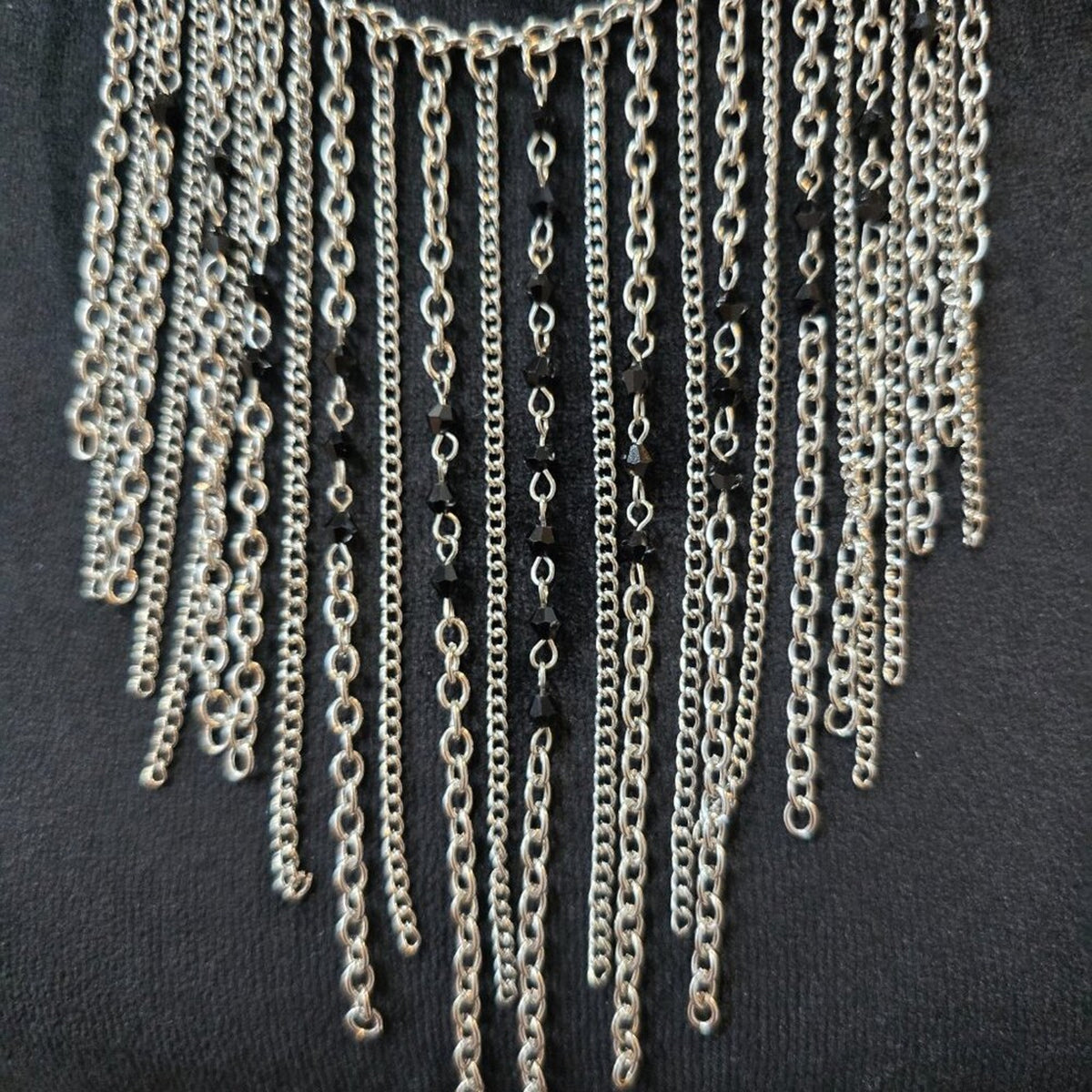 Women Fashion Silver Tone Fringe Chain Necklace Jewelry with Lobster Clasp