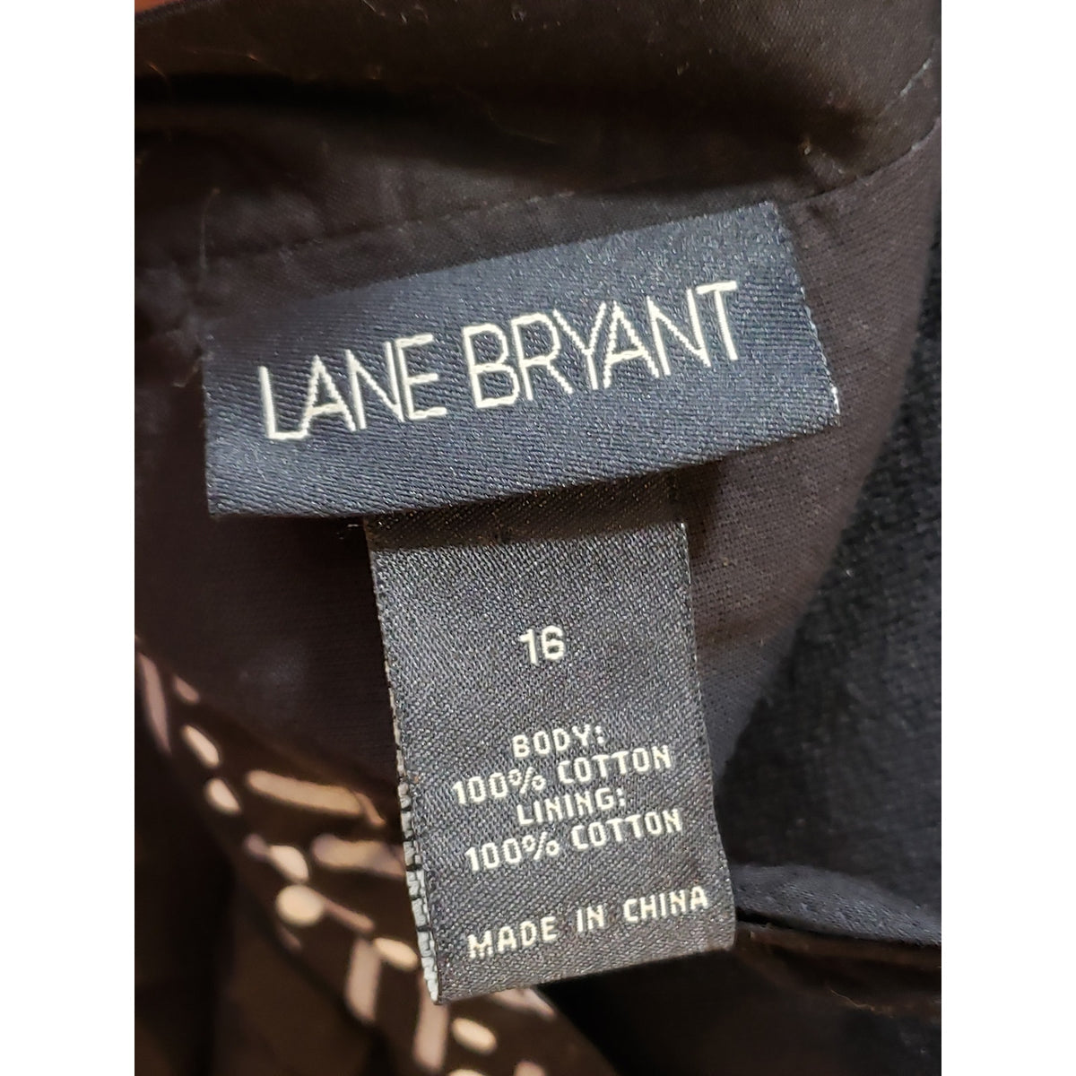 Lane Bryant Knee Length Dress Women's 16 Black Geo Print Sleeveless V Neck Lined