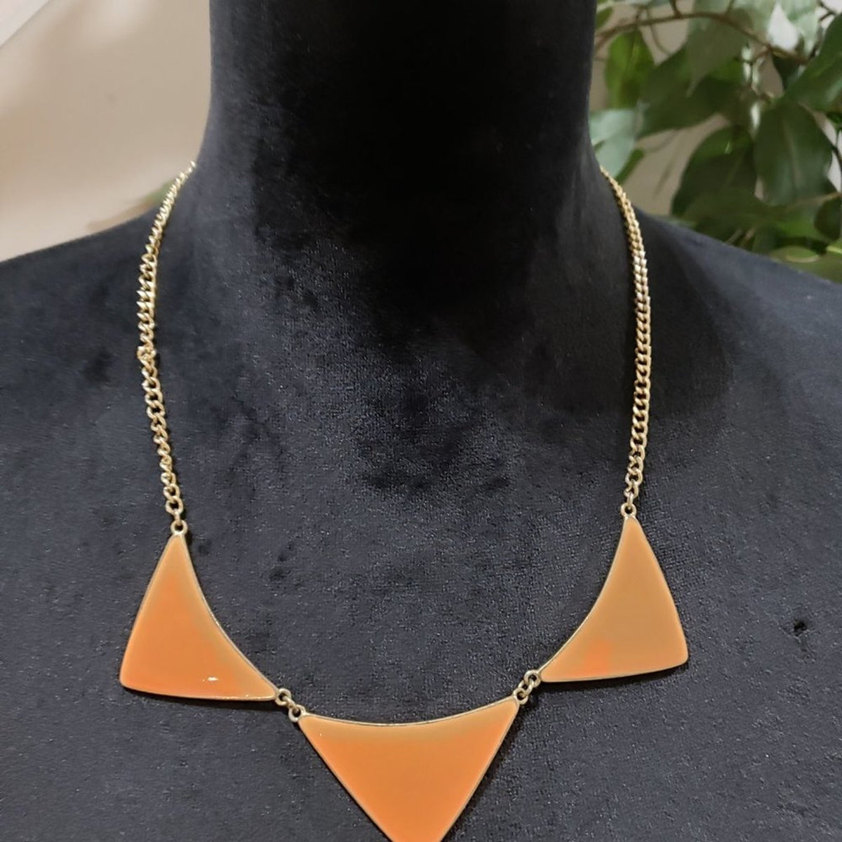 Womens Fashion Gold Tone Yellow Enamel Triangle Statement Necklace with Lobster