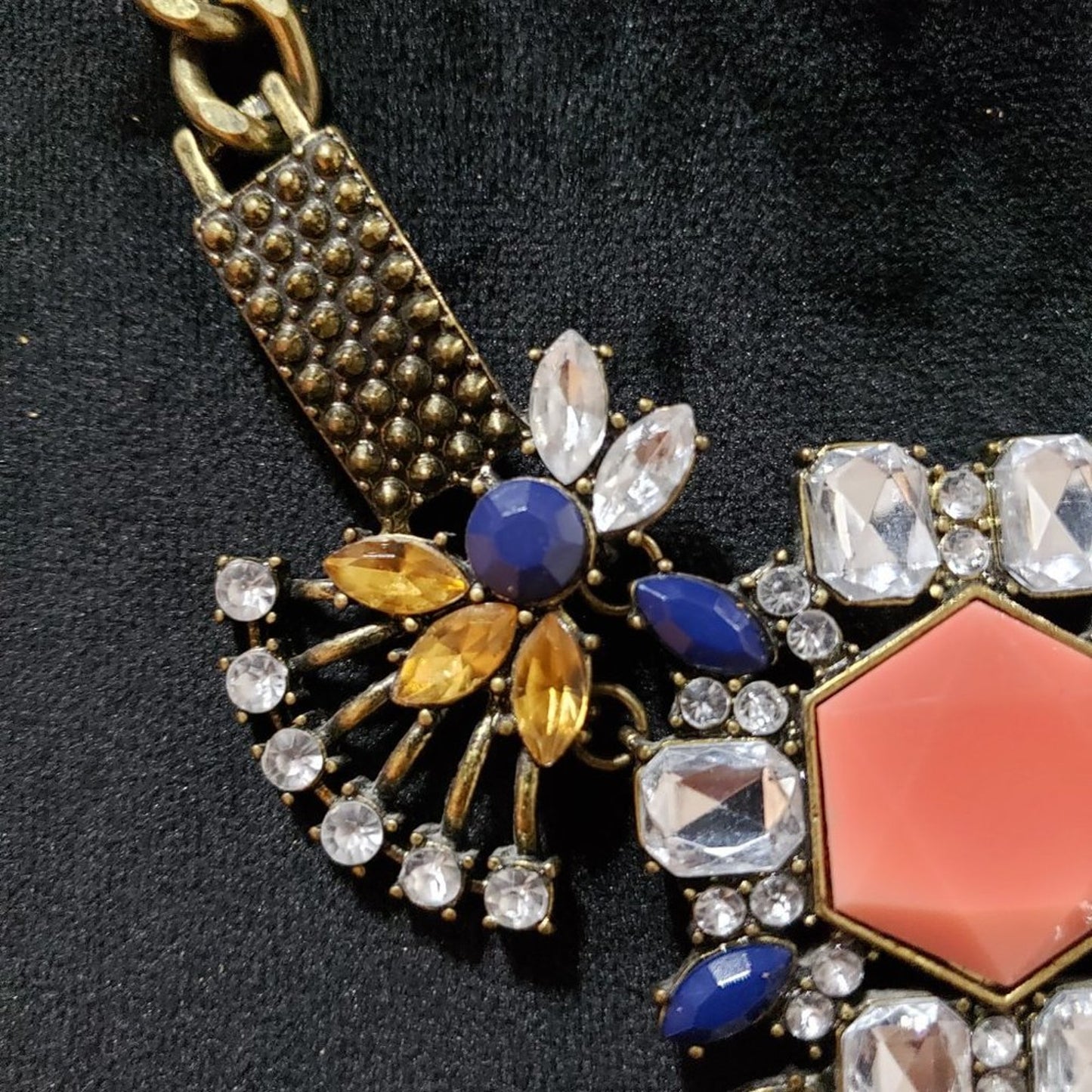 Womens Fashion Rhinestone Marquise Gold Tone Pendant Necklace with Lobster Clasp