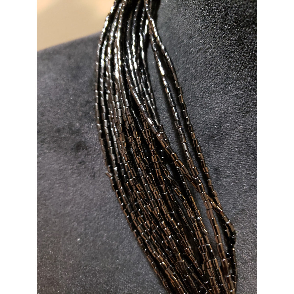 Women Black & Silver Multistrand Beaded Necklace Layered Statement Jewelry