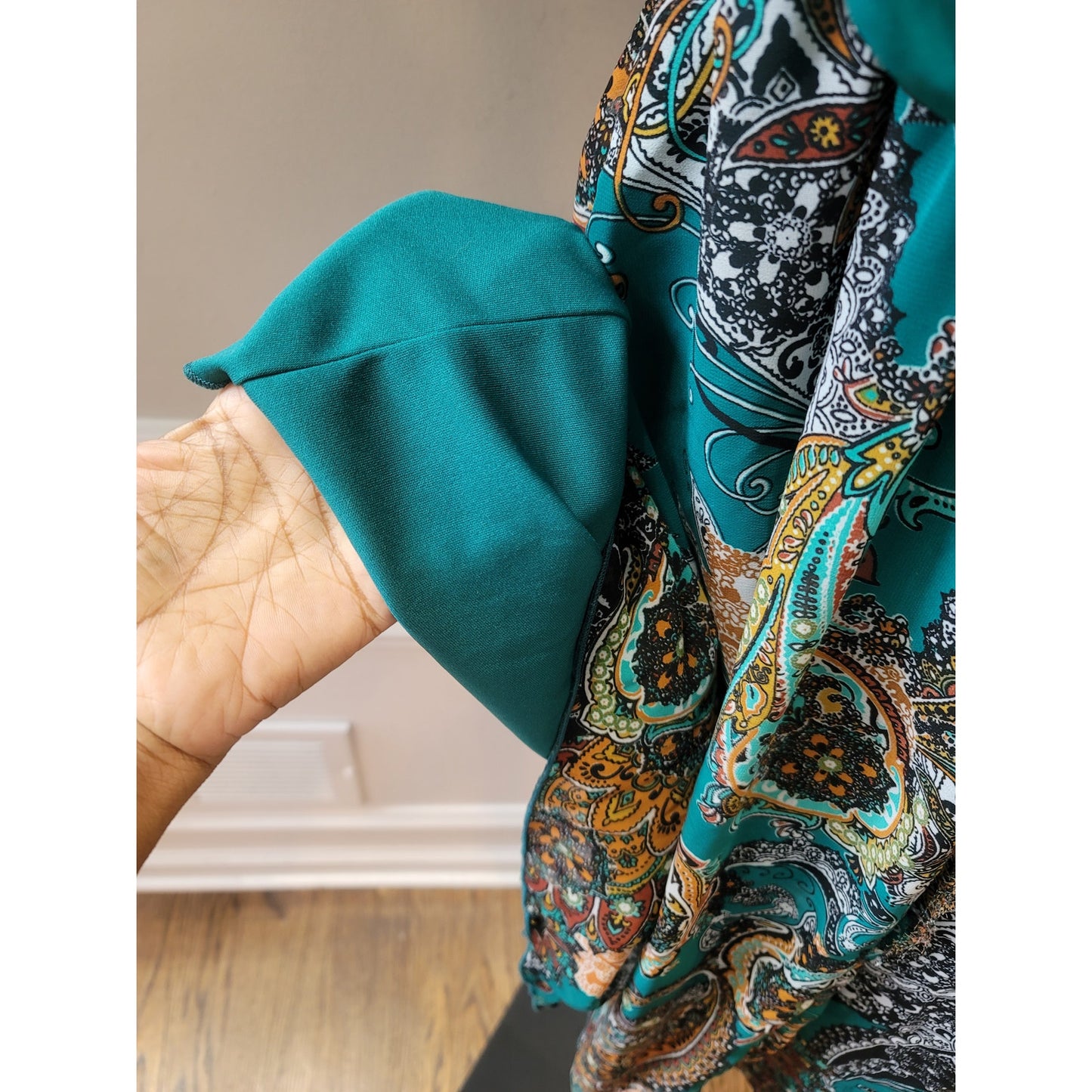 Sweet Storm Dress Womens Medium Teal Multicolor Paisley Boho Casual Lightweight