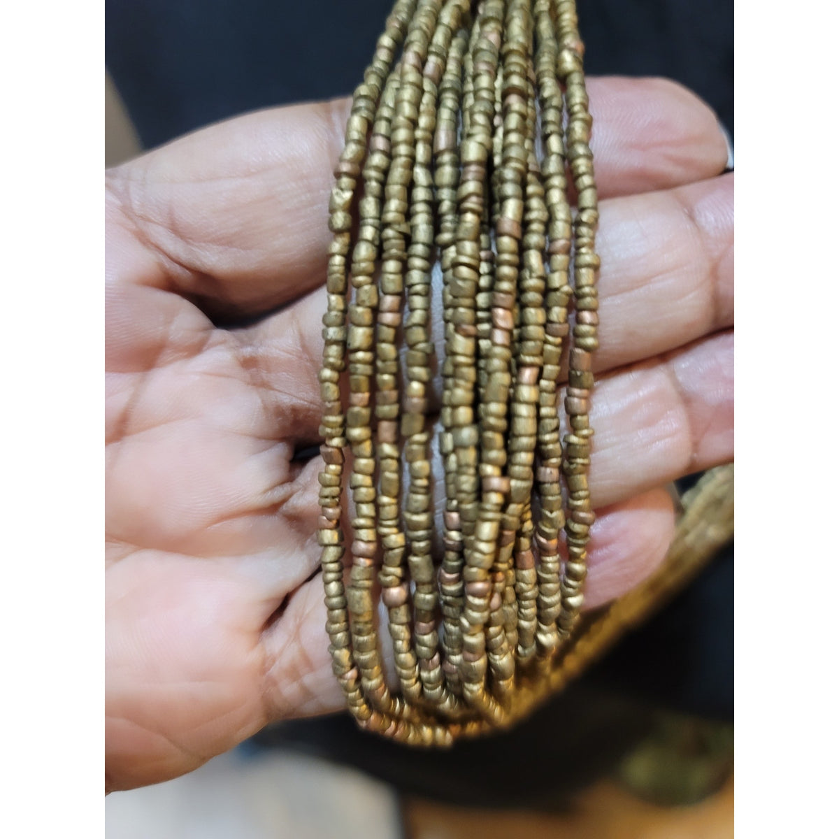 Women's Multi Strand Brass Beaded Fashion Necklace With Hook Clasp Lock