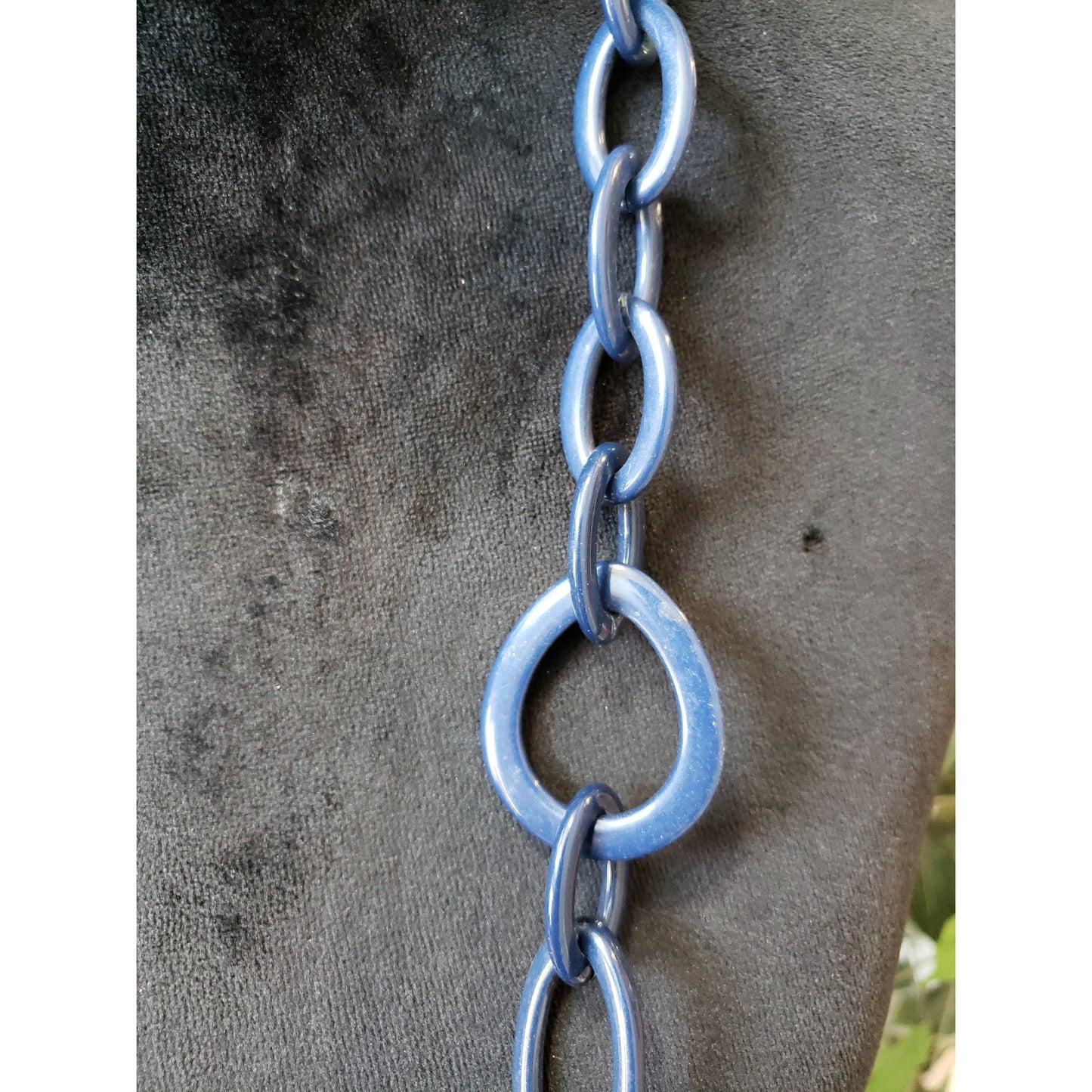 Women's Chunky Blue Link Necklace Statement Resin Toggle Clasp