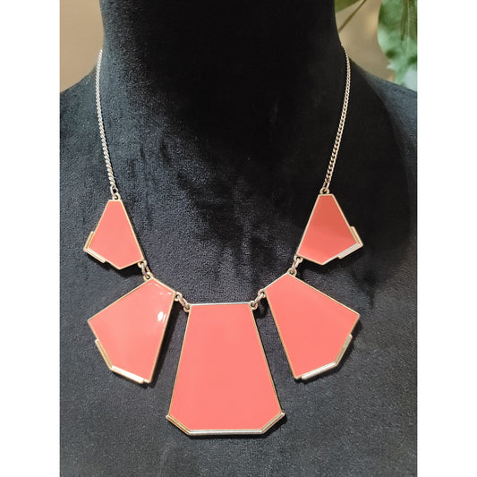 Women's Coral Geometric Statement Necklace with Lobster Clasp by Mark Avon
