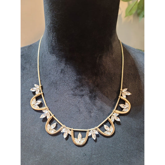 I.N.C Women’s Gold Tone Rhinestone Floral Fashion Necklace With Lobster Clasp